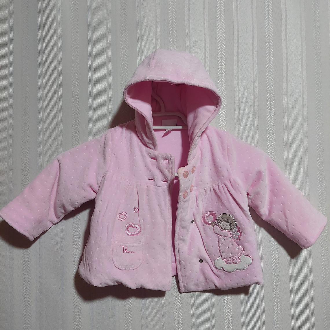 ABRIGO C/GORRO ROSADO NIÑA TALLA 3-6M 1