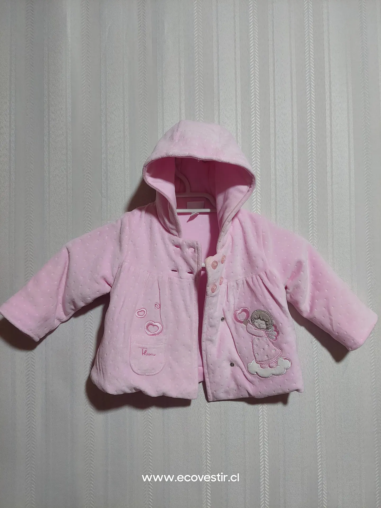 ABRIGO C/GORRO ROSADO NIÑA TALLA 3-6M 1