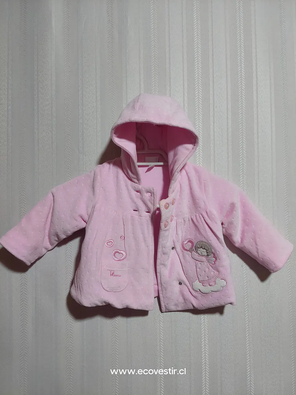 ABRIGO C/GORRO ROSADO NIÑA TALLA 3-6M 1