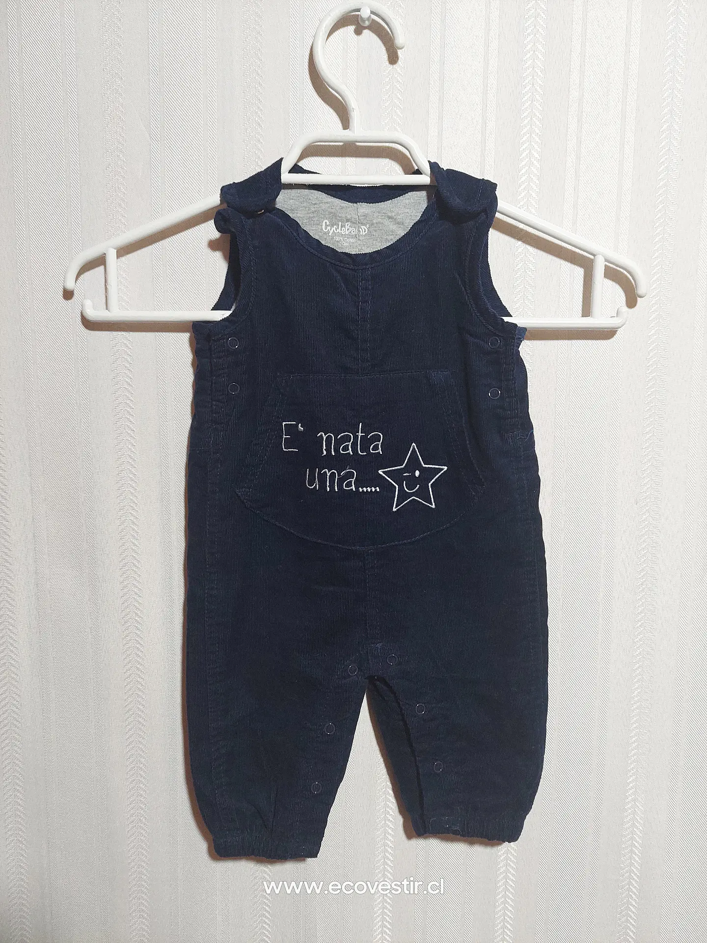Enterito Niño Azul Cotelé  Cycleband Talla 1 a 3 Meses 1