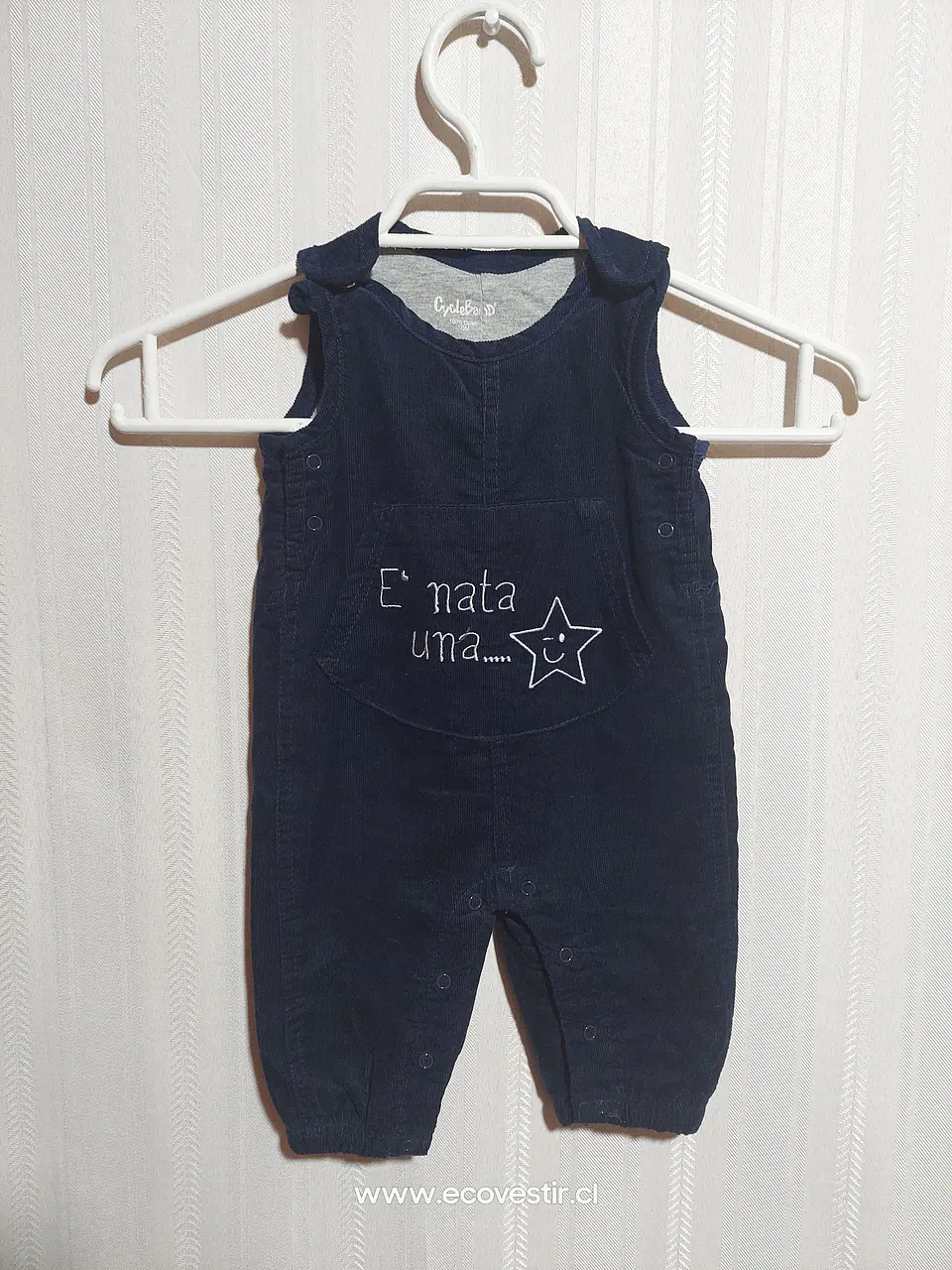 Enterito Niño Azul Cotelé  Cycleband Talla 1 a 3 Meses 1