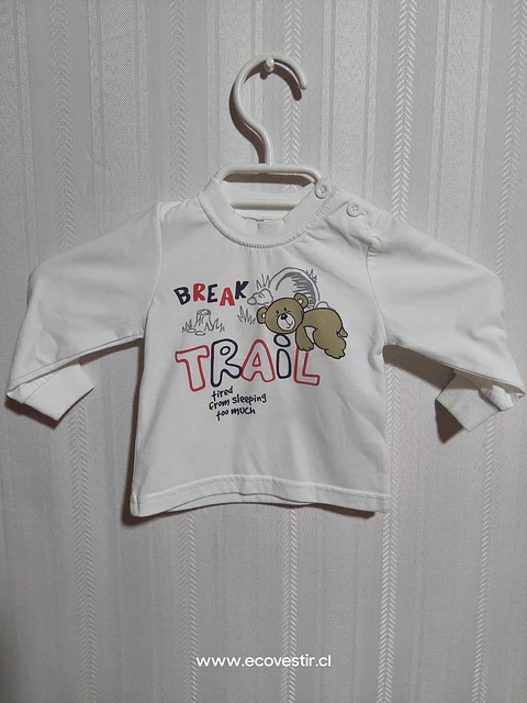 POLERA ML NIÑO BLANCA TALLA 3-6M