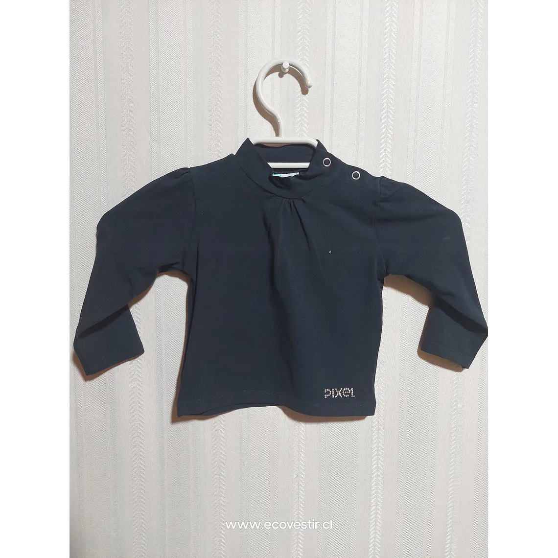 POLERA ML NIÑA AZUL PIXEL TALLA 18M 1