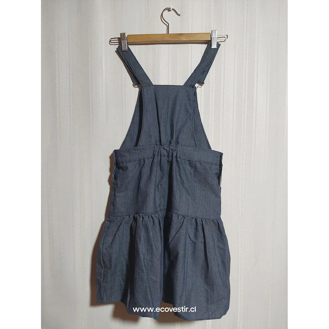 Vestido Jardinera Niña Azul Denim con Bordado de Corazón Talla 6 Años  2