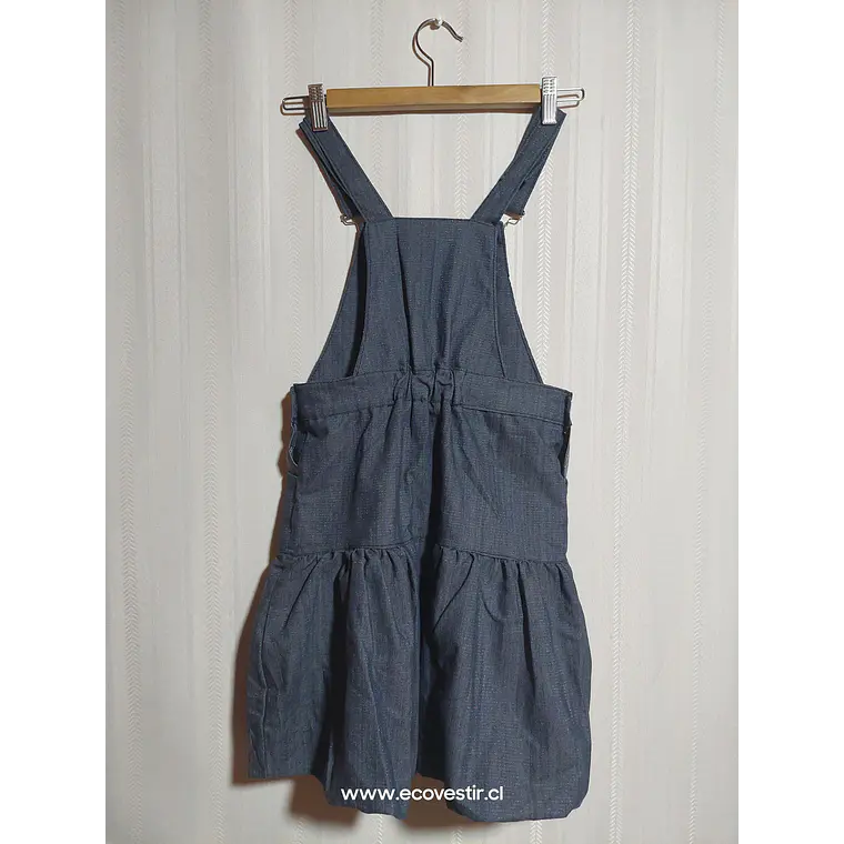 Vestido Jardinera Niña Azul Denim con Bordado de Corazón Talla 6 Años  2