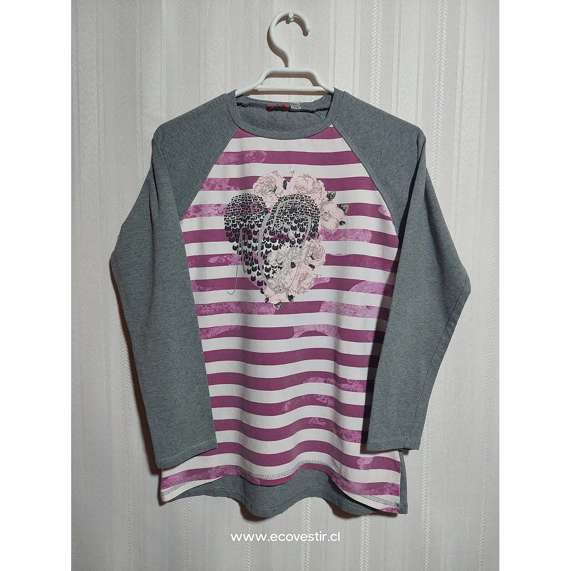 POLERA ML JUVENIL GRIS ESTAMPADA SARABANDA TALLA 16A  1