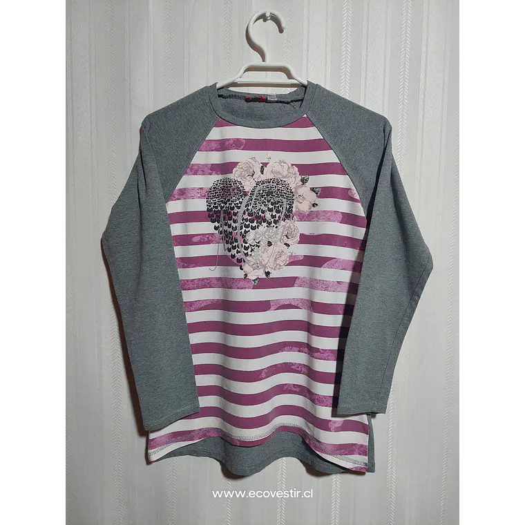POLERA ML JUVENIL GRIS ESTAMPADA SARABANDA TALLA 16A  1