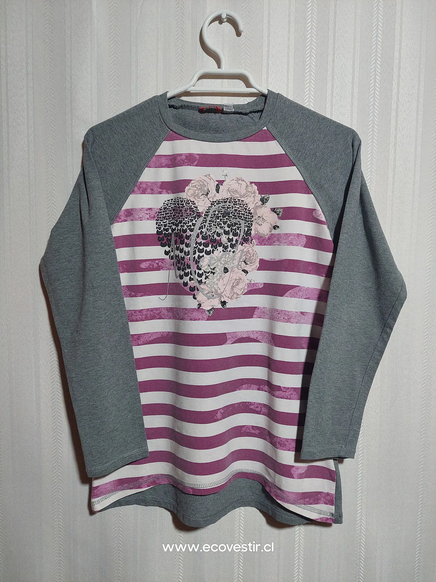 POLERA ML JUVENIL GRIS ESTAMPADA SARABANDA TALLA 16A  1