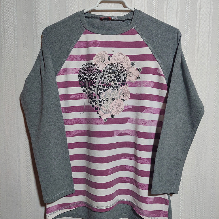 POLERA ML JUVENIL GRIS ESTAMPADA SARABANDA TALLA 16A  1