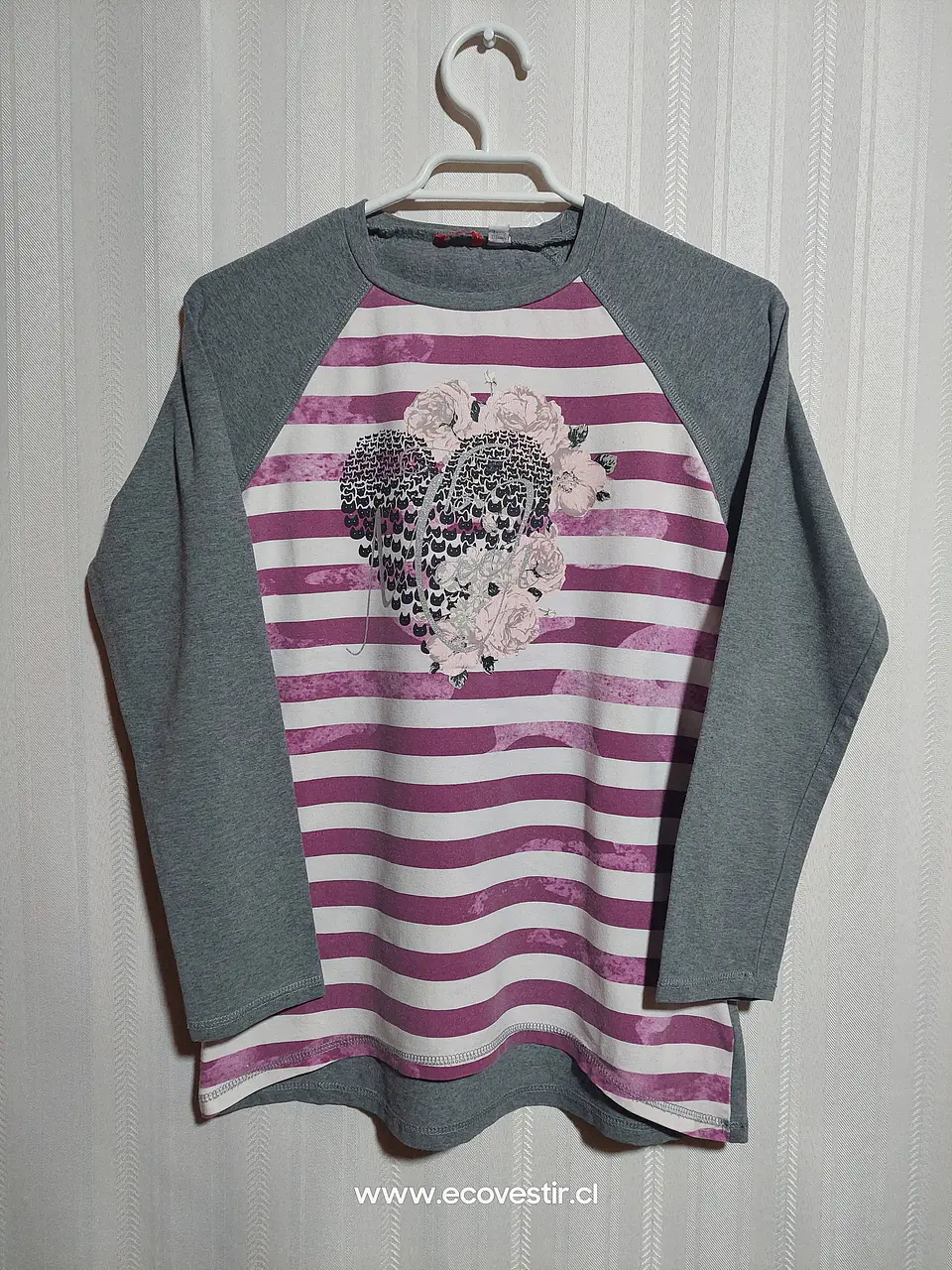 POLERA ML JUVENIL GRIS ESTAMPADA SARABANDA TALLA 16A  1