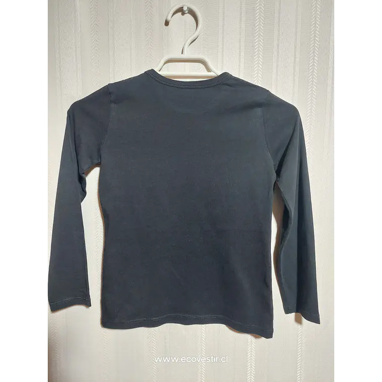 POLERA ML NIÑA NEGRO ESTAMPADO BENETTON TALLA 6-7A  2