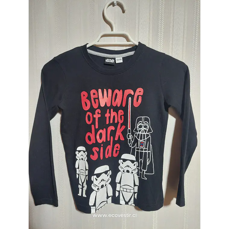POLERA ML NIÑO NEGRO C/ESTAMPADO STAR WARS TALLA 122/128 1
