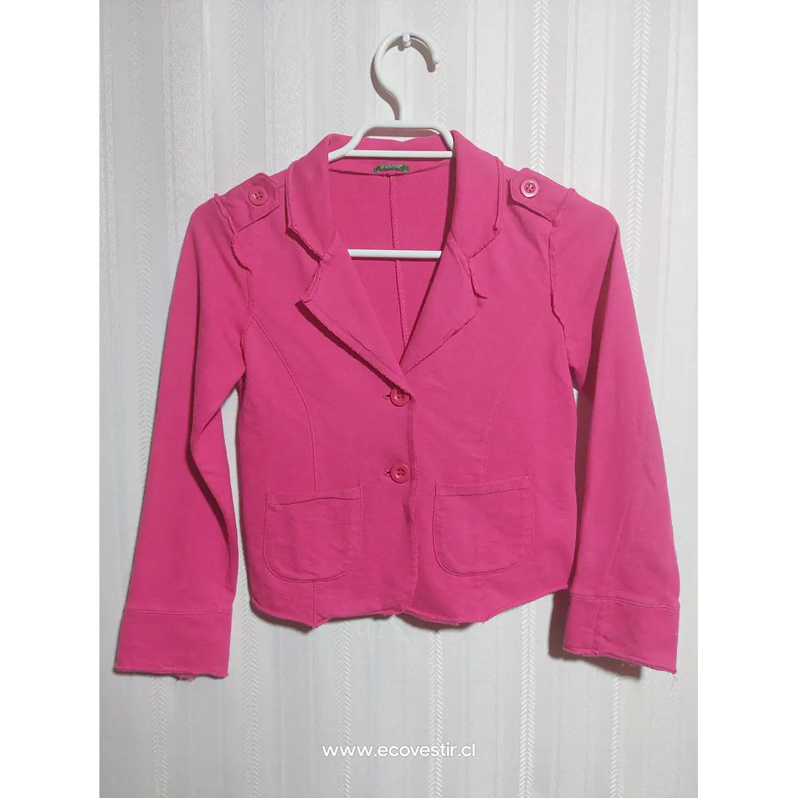 CHAQUETA NIÑA ROSADO BENETOON TALLA M 8A  1