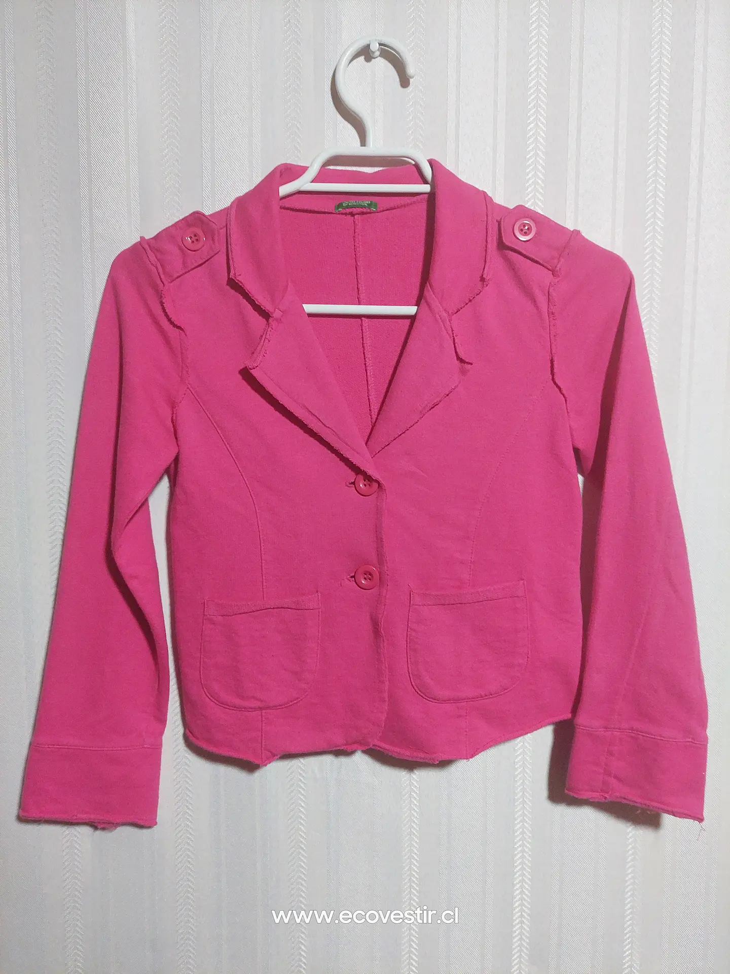 CHAQUETA NIÑA ROSADO BENETOON TALLA M 8A  1