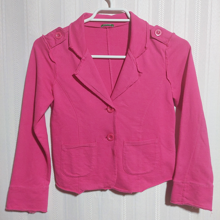 CHAQUETA NIÑA ROSADO BENETOON TALLA M 8A  1