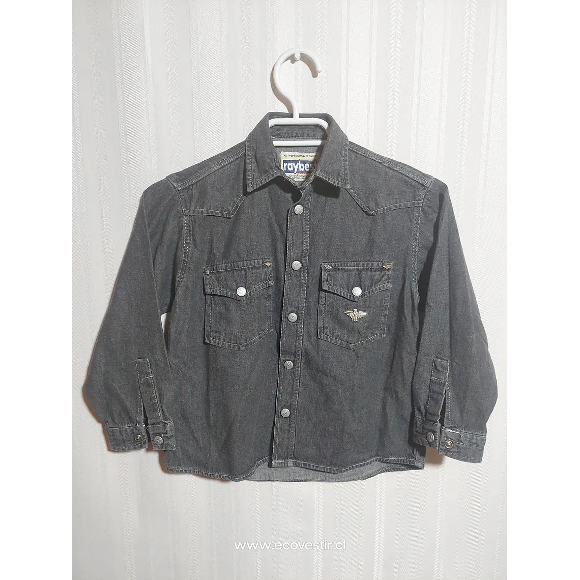 CAMISA ML JEANS NIÑO GRIS RAYBEST TALLA L 1