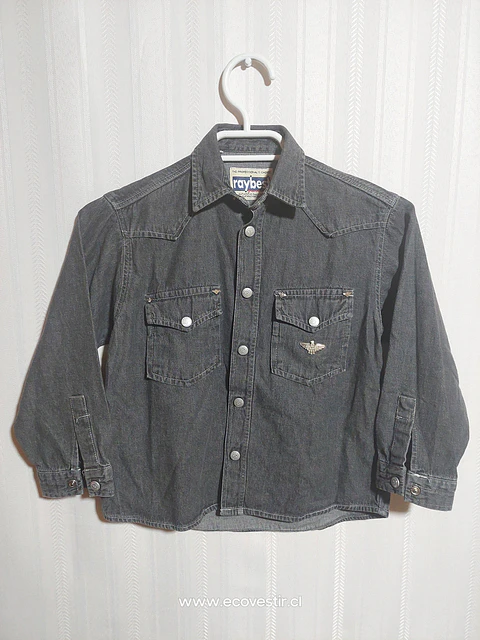 CAMISA ML JEANS NIÑO GRIS RAYBEST TALLA L