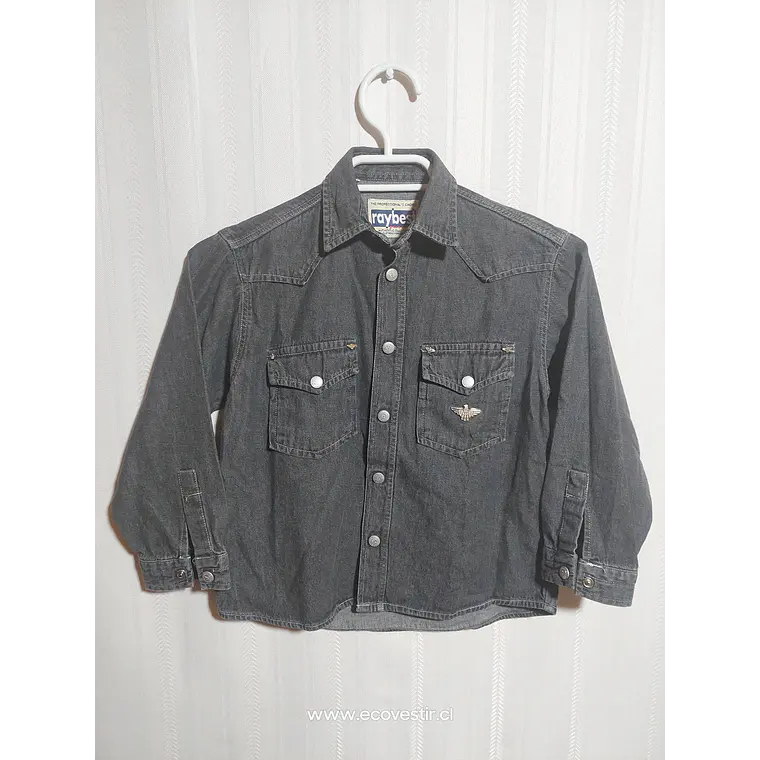CAMISA ML JEANS NIÑO GRIS RAYBEST TALLA L 1
