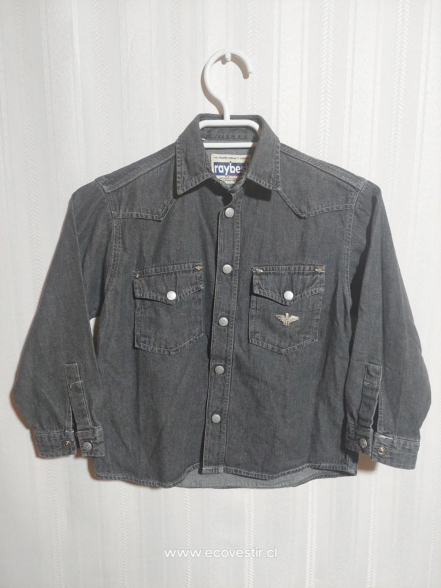 CAMISA ML JEANS NIÑO GRIS RAYBEST TALLA L 1