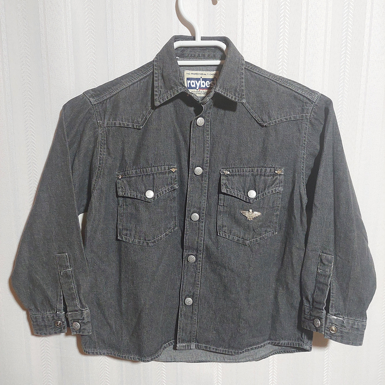 CAMISA ML JEANS NIÑO GRIS RAYBEST TALLA L 1
