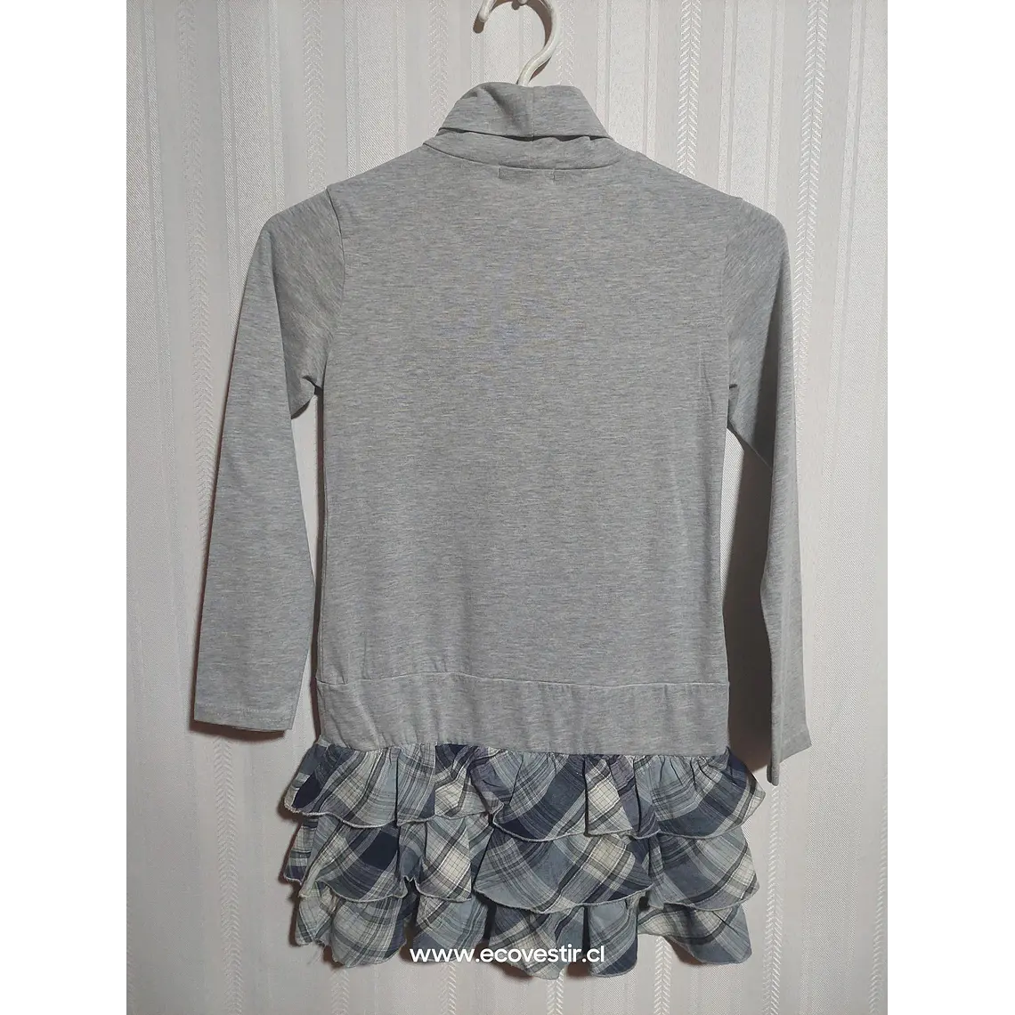 VESTIDO C/ML NIÑA GRIS ESTAMPADO RUBA CUORI TALLA  XS 2