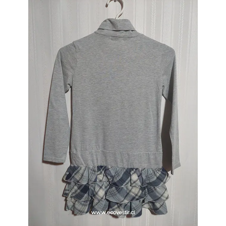 VESTIDO C/ML NIÑA GRIS ESTAMPADO RUBA CUORI TALLA  XS 2
