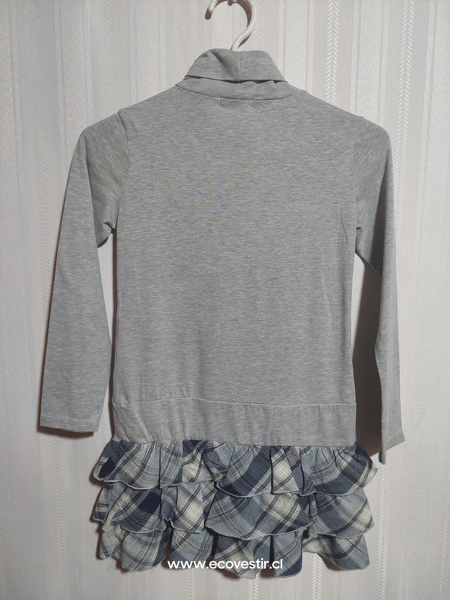 VESTIDO C/ML NIÑA GRIS ESTAMPADO RUBA CUORI TALLA  XS 2