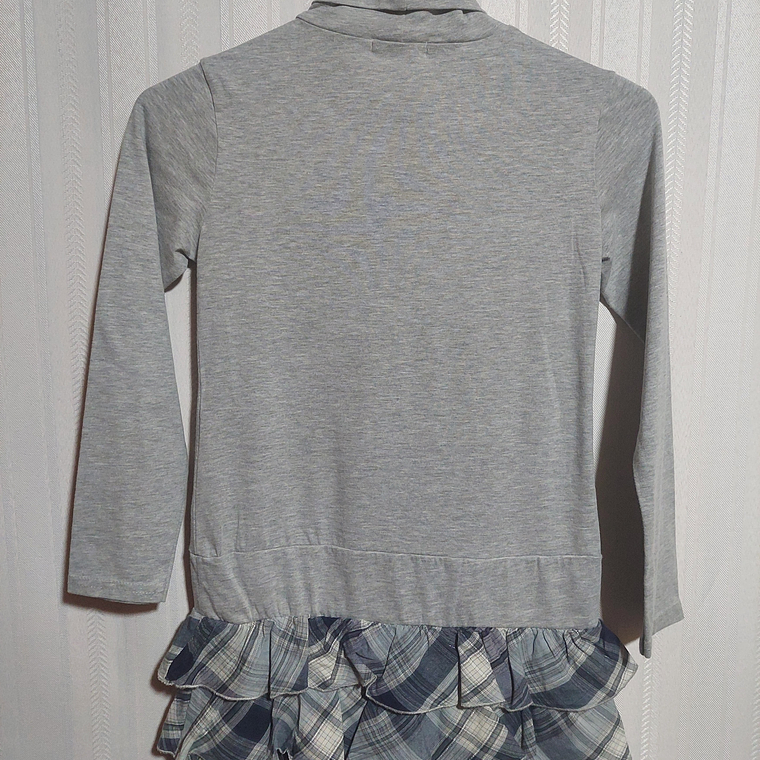 VESTIDO C/ML NIÑA GRIS ESTAMPADO RUBA CUORI TALLA  XS 2