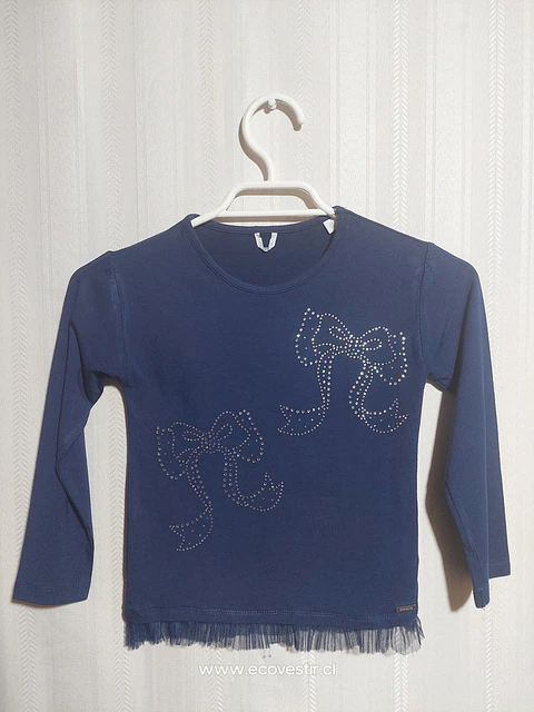 POLERA ML NIÑA AZUL SARABANDA TALLA 5A