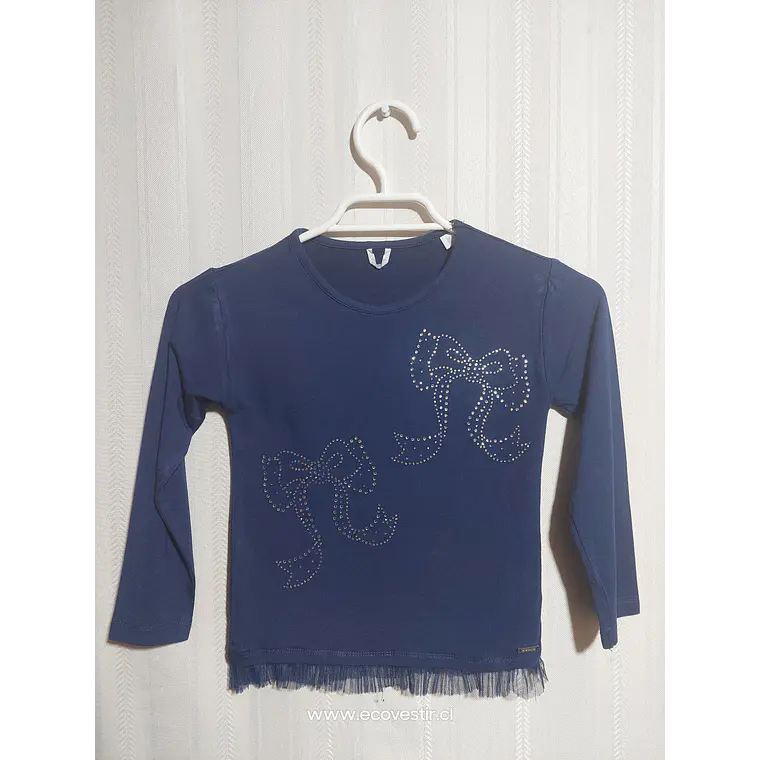 POLERA ML NIÑA AZUL SARABANDA TALLA 5A 1