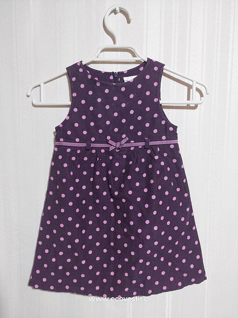 Vestido Niña Cotelé Morado Lunares POLKATOTS Talla 24M