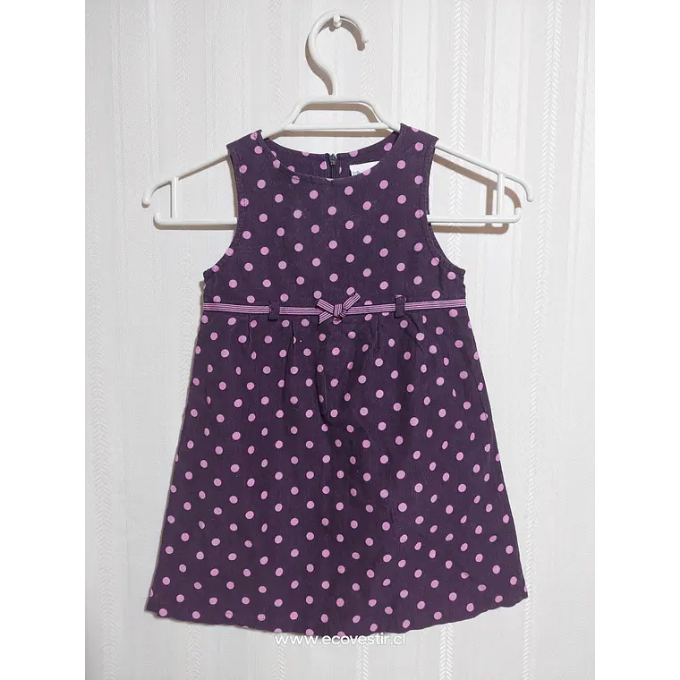 Vestido Niña Cotelé Morado Lunares POLKATOTS Talla 24M 1