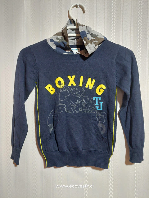 SWEATER C/GORRO  AZUL NIÑO TOM & JERRY TALLA 4-5A