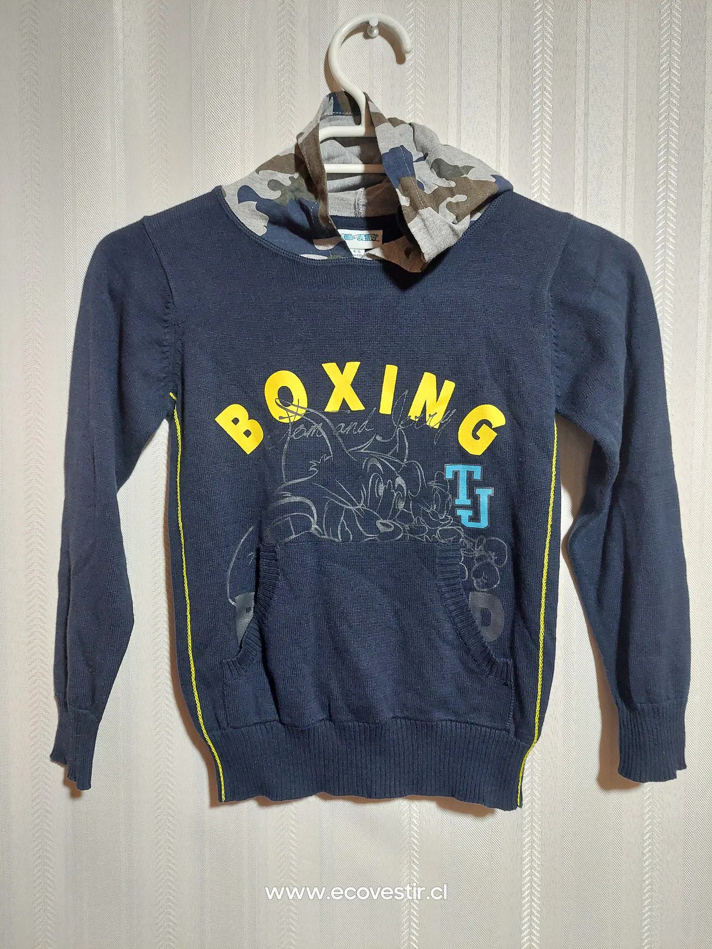 SWEATER C/GORRO  AZUL NIÑO TOM & JERRY TALLA 4-5A 1