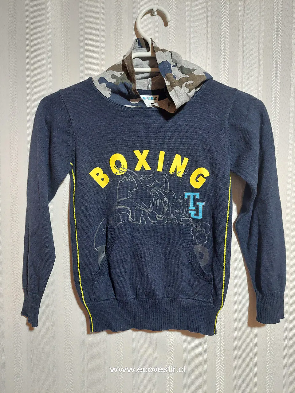 SWEATER C/GORRO  AZUL NIÑO TOM & JERRY TALLA 4-5A 1