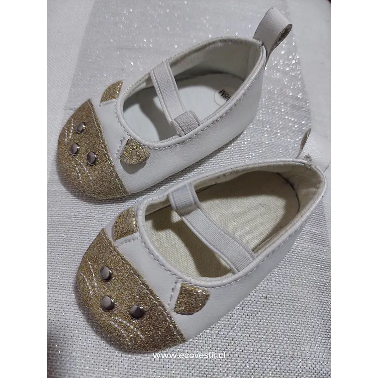 Zapato Bebé color Blanco- Brillo  3 a 6 Meses 1