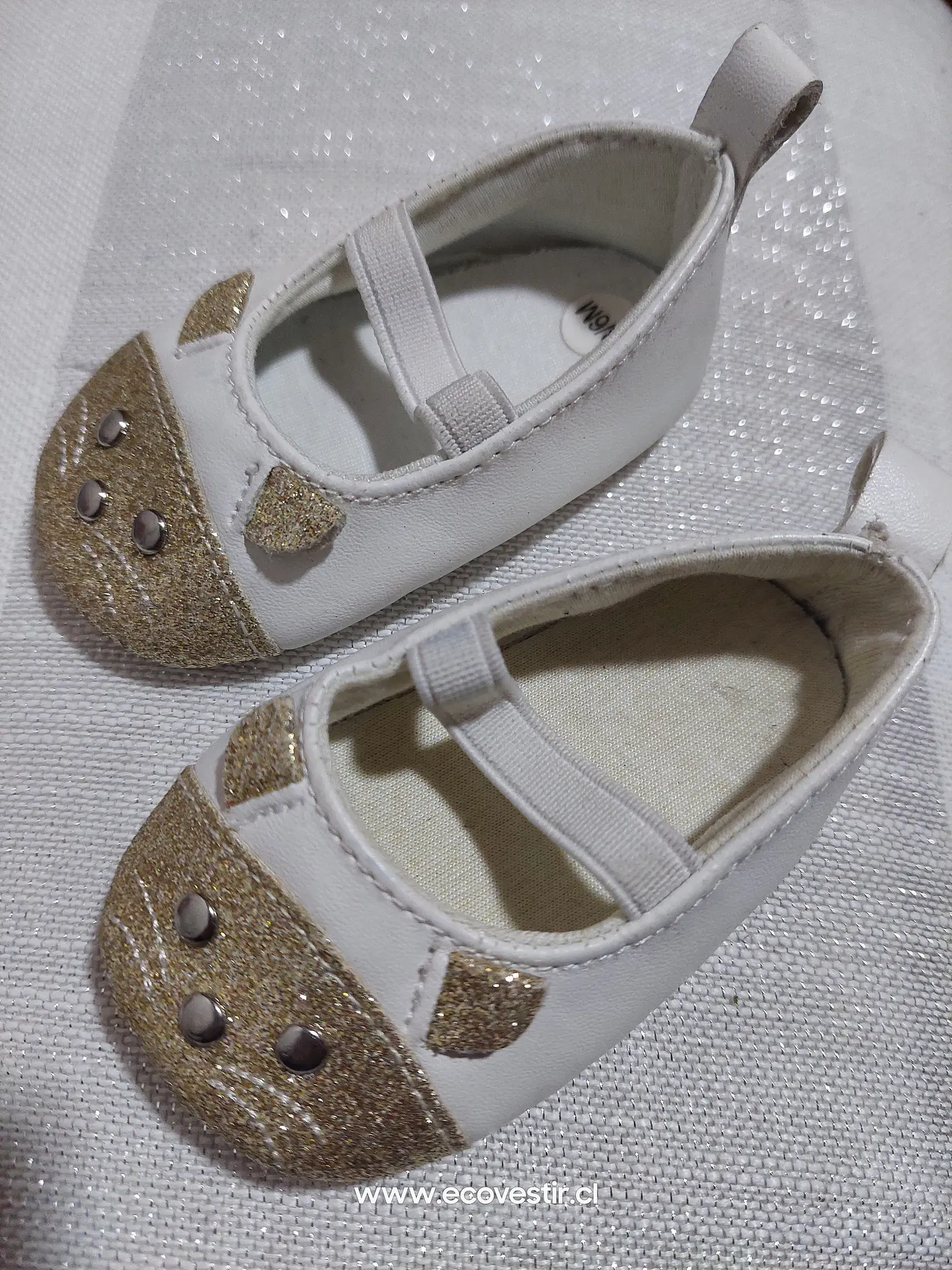 Zapato Bebé color Blanco- Brillo  3 a 6 Meses 1
