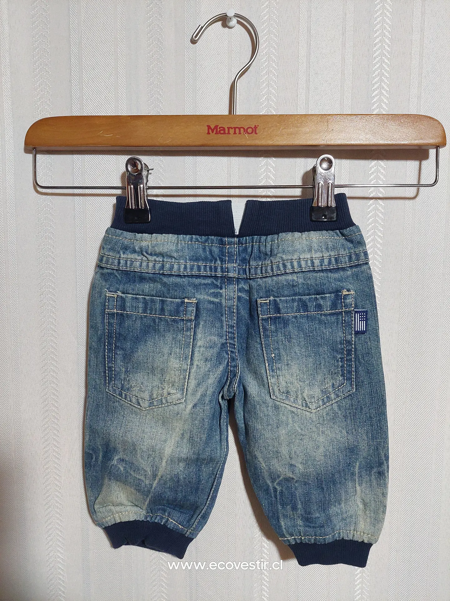 PANTALÓN JEANS AZUL BEBÉ MARINE TALLA 3M 2