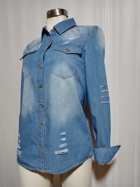 BLUSA JEANS AZUL JUSTIFY TALLA S