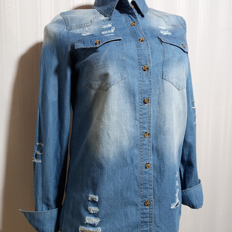 BLUSA JEANS AZUL JUSTIFY TALLA S 2