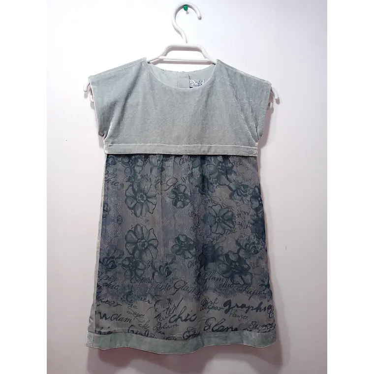 Vestido Niña Chicco Gris Plata con Acabado Aterciopelado Talla 6 Años 1