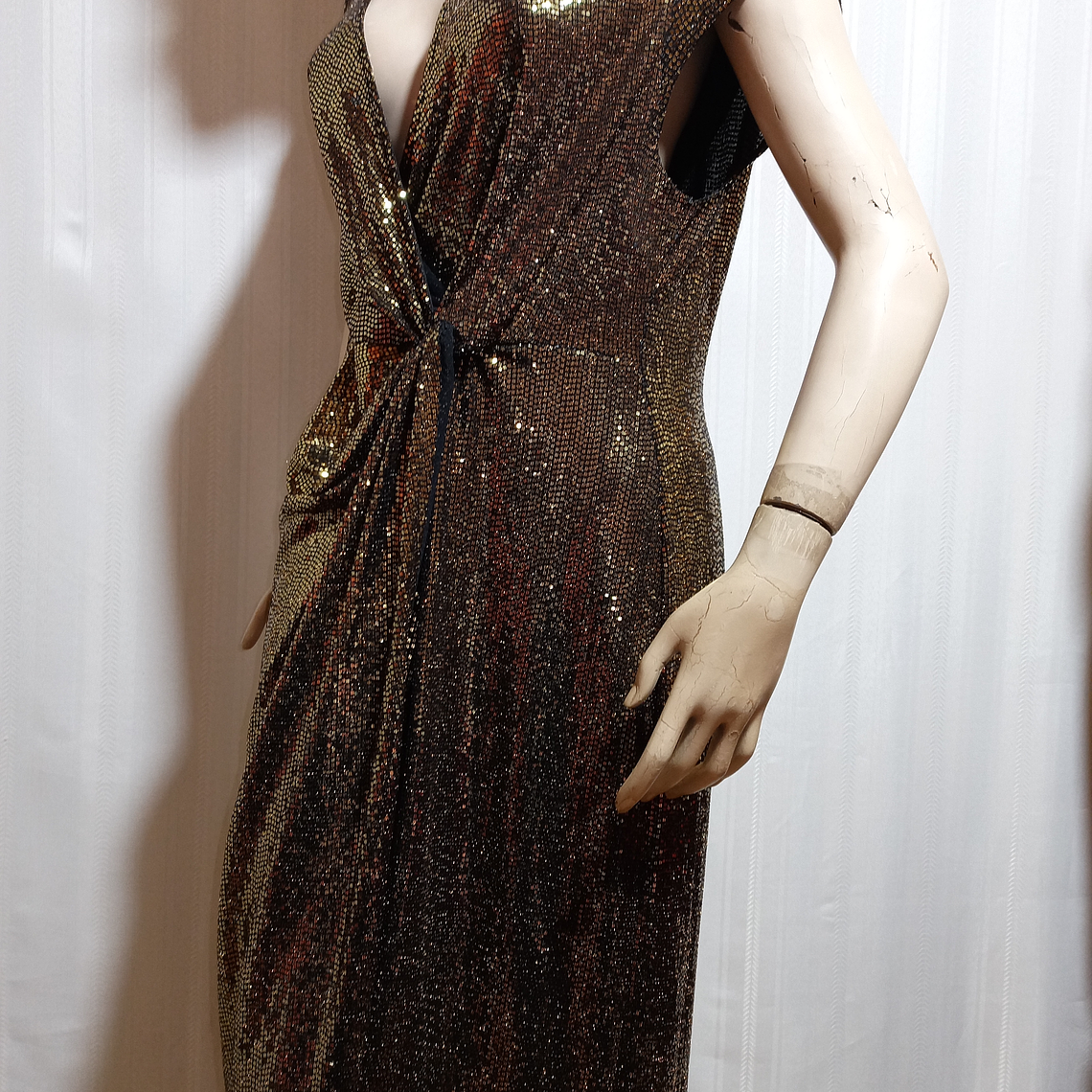 VESTIDO FIESTA DORADO JM STUDIO TALLA 16 4