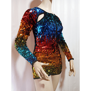 ENTERITO FIESTA LENTEJUELAS MULTICOLOR WEISSMAN TALLA XXLC