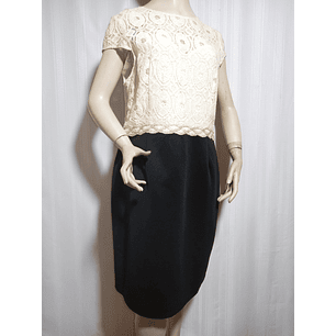 VESTIDO FIESTA NEGRO/BEIGE STUDIO I TALLA 18