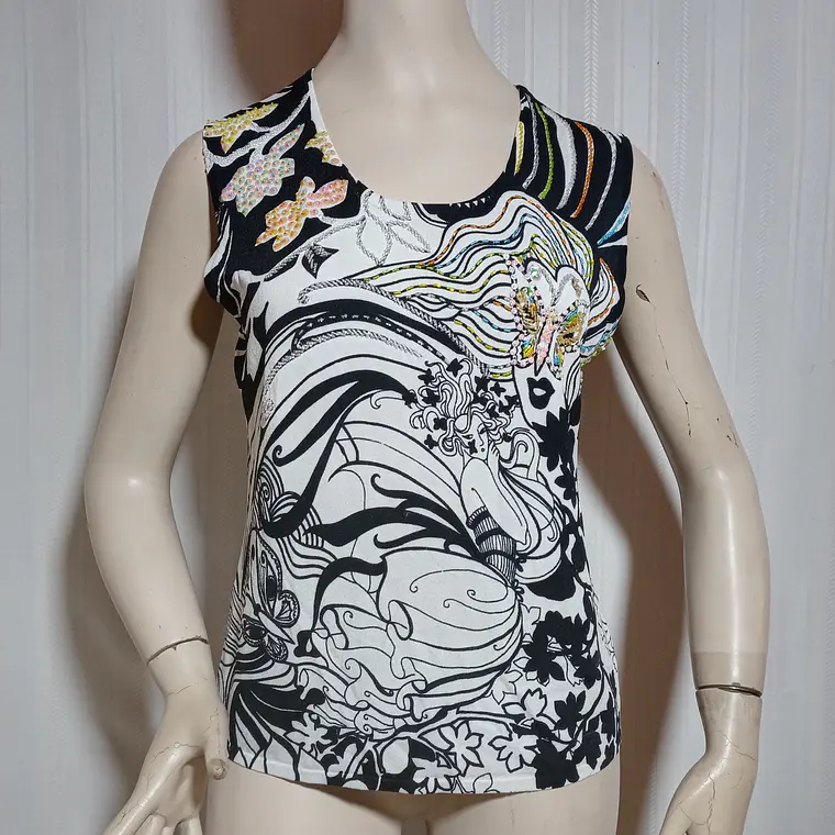 POLERA SIN MANGA ESTAMPADA TALLA L  2