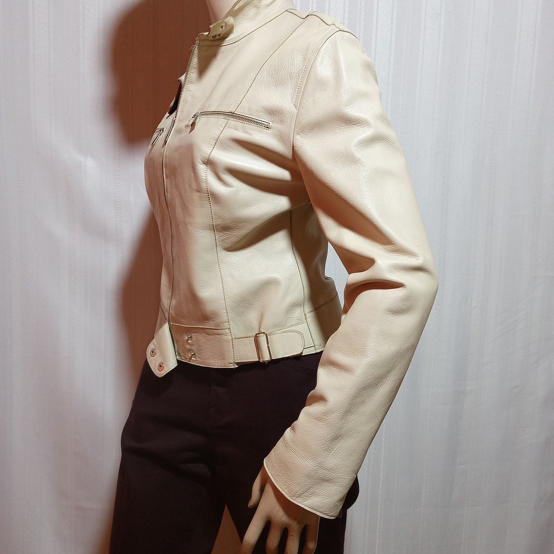 CHAQUETA CUERO BEIGE UNION TALLA 42  3