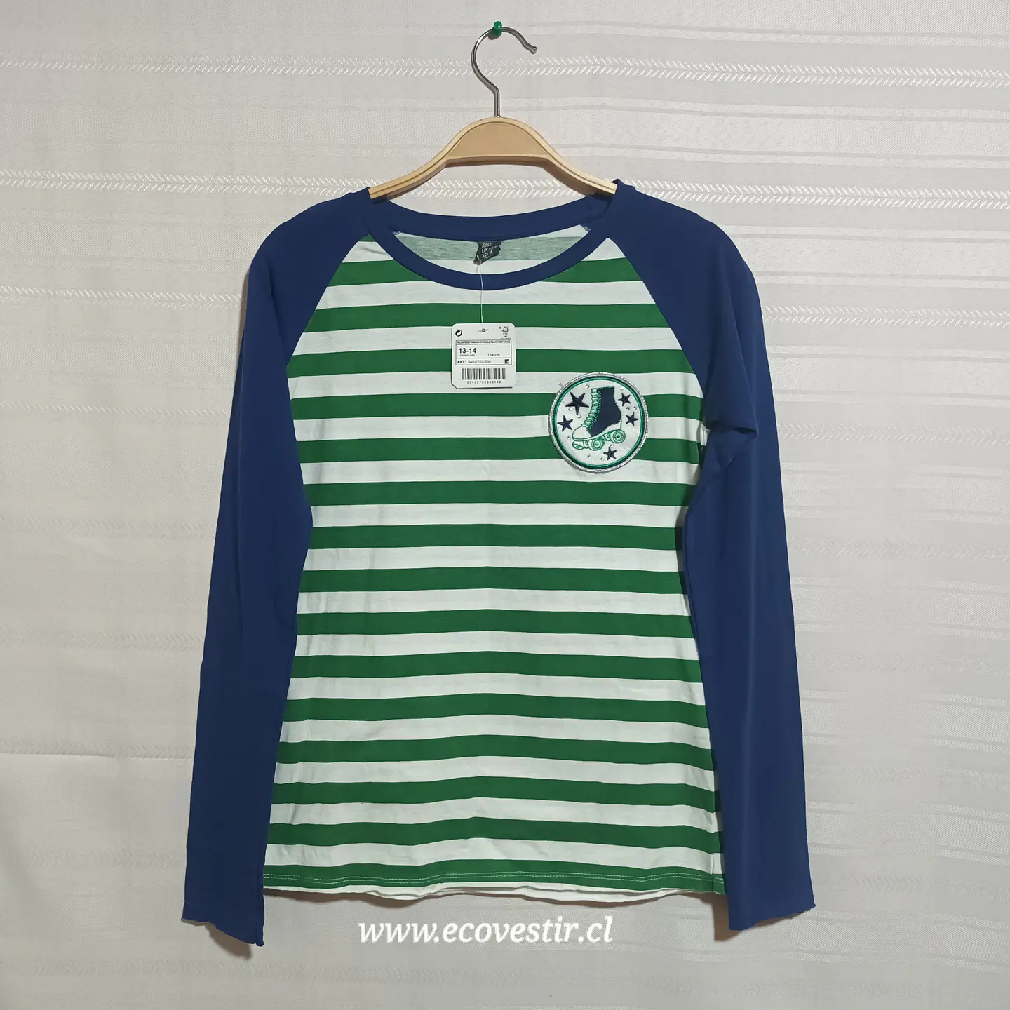 Polera Rayas Verde Blanco Zara Kids Talla 13-14 Años 1