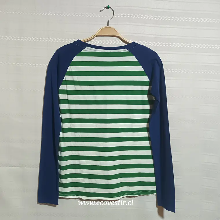 Polera Rayas Verde Blanco Zara Kids Talla 13-14 Años 2