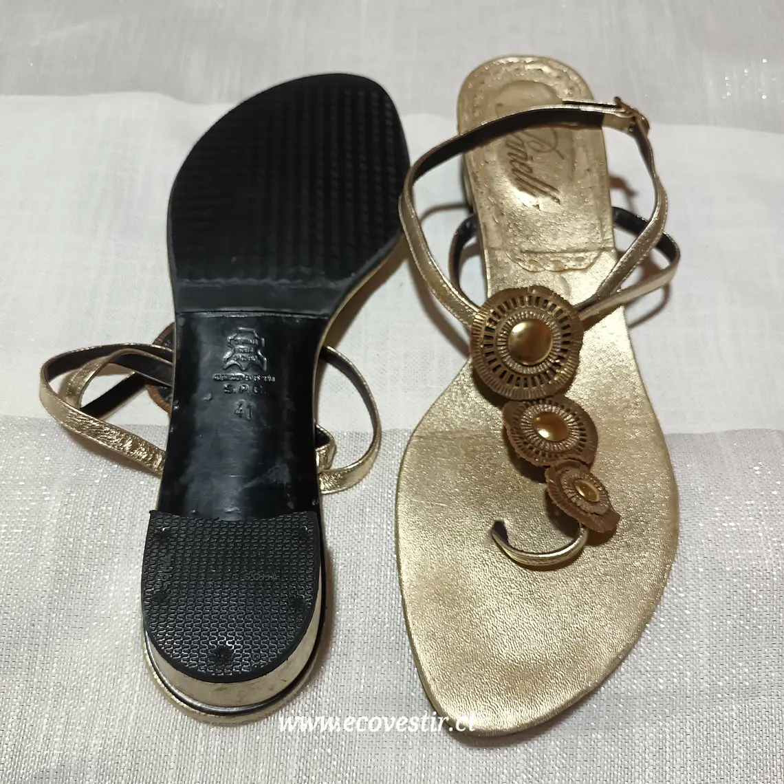 Sandalia Dorada Mujer Pañella Talla 41  3