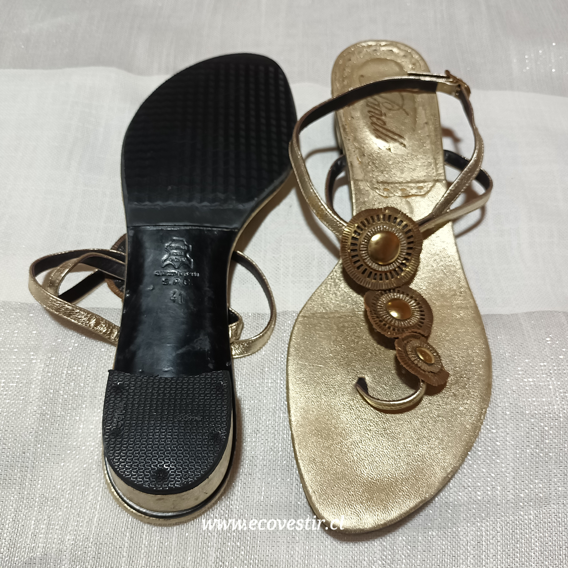SANDALIA DORADO MUJER PAÑELLA N°41  3